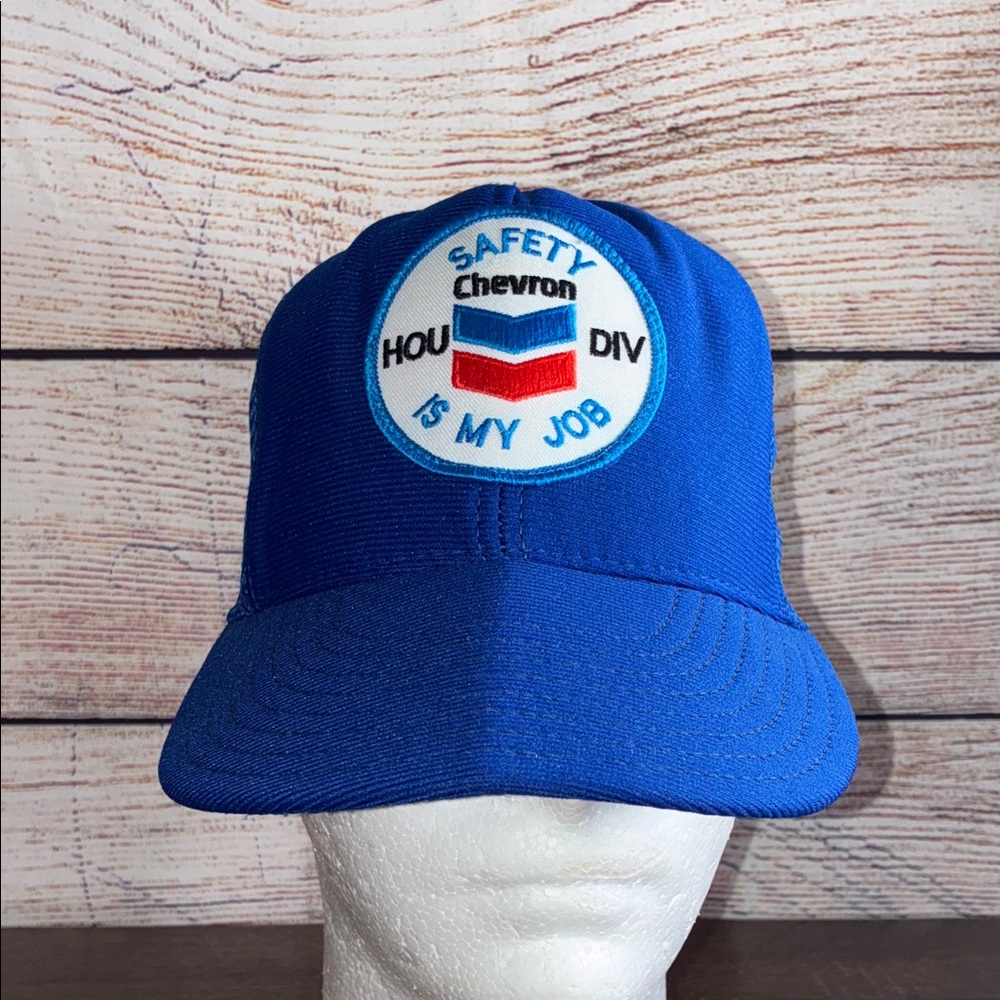 Vintage Chevron Blue Safety is My Job  Cap